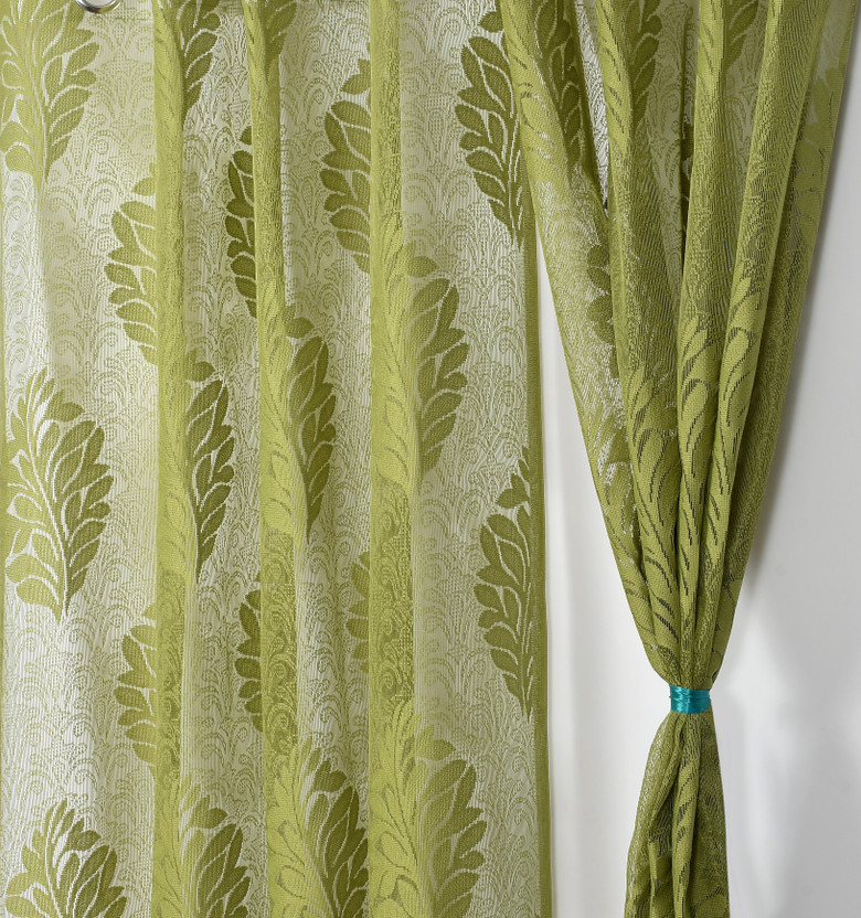 Fabrilia 213 cm (7 ft) Door Net Semi Transparent Curtain (Pack Of 2)(Green, Self Design)