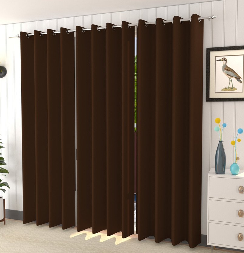 Diara Diara Homes 274 cm (9 ft) Long Door Silk Blackout Curtain (Pack Of 2)(Brown, Solid) - Flipkart Deal