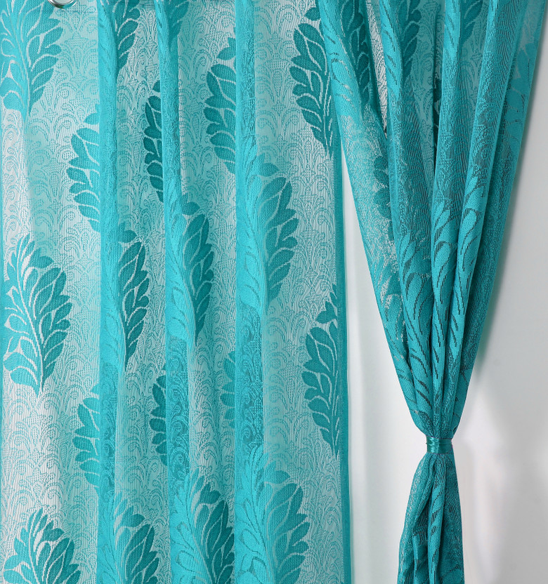 Fabrilia 213 cm (7 ft) Door Net Semi Transparent Curtain (Pack Of 2)(Teal Blue, Self Design)