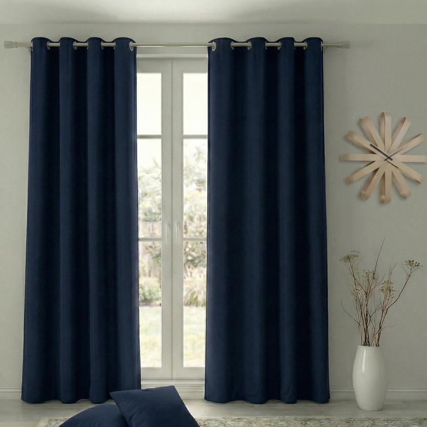 Home Home Spark 244 cm (8 ft) Long Door Polyester Blackout Curtain (Pack Of 2)(Navy Blue, Solid) - Flipkart Deal