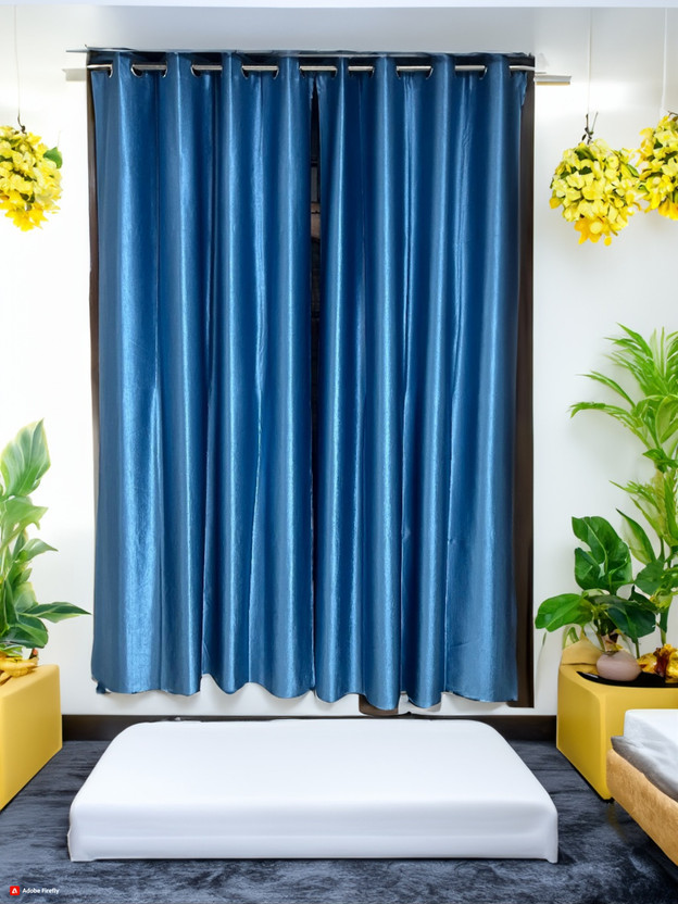Genuine Genuine Global Decor 213.36 cm (7 ft) Door Polyester Room Darkening Curtain Single Curtain(Blue, Plain) - Flipkart Deal