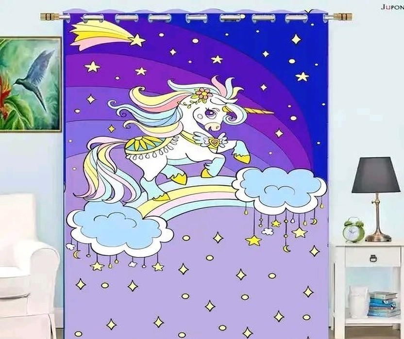 Shivay decor 274 cm (9 ft) Long Door Polyester Room Darkening Curtain Single Curtain(Purple, Printed)