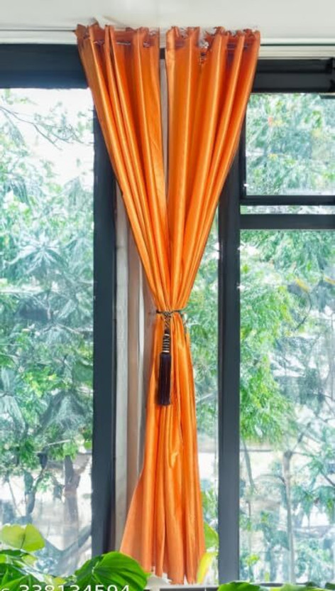 Genuine Genuine Global Decor 213.36 cm (7 ft) Door Polyester Room Darkening Curtain Single Curtain(Orange, Plain) - Flipkart Deal