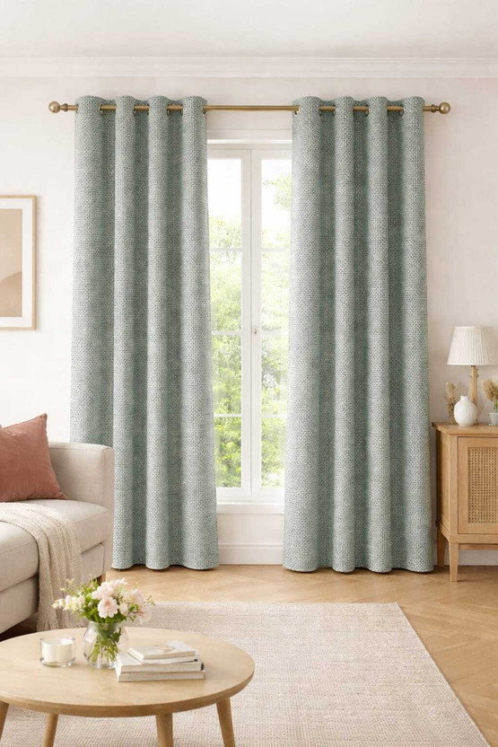 Daksha Fab 274 cm (9 ft) Long Door Jacquard Blackout Curtain (Pack Of 2)(Grey-Cream, Solid)