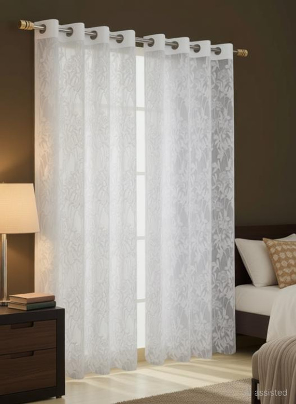 Flipkart SmartBuy 152 cm (5 ft) Window Polyester Transparent Curtain Single Curtain(White, Self Design)
