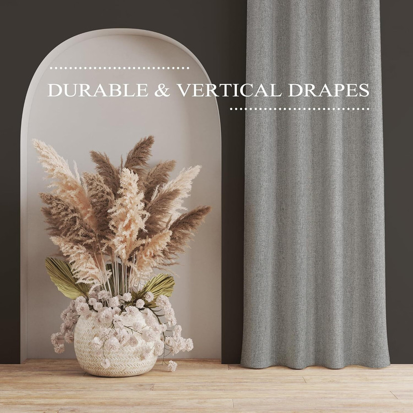 Daksha Fab 213 cm (7 ft) Door Jacquard Blackout Curtain Single Curtain(Grey, Solid)