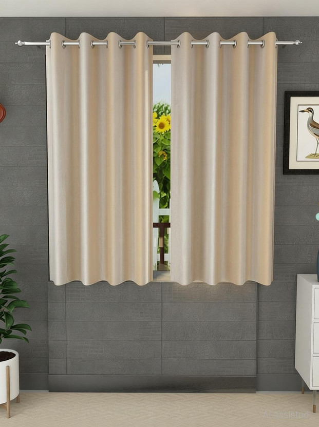 Flipkart Flipkart SmartBuy 150 cm (5 ft) Window Polyester Curtain (Pack Of 2)(Cream, Plain) - Flipkart Deal