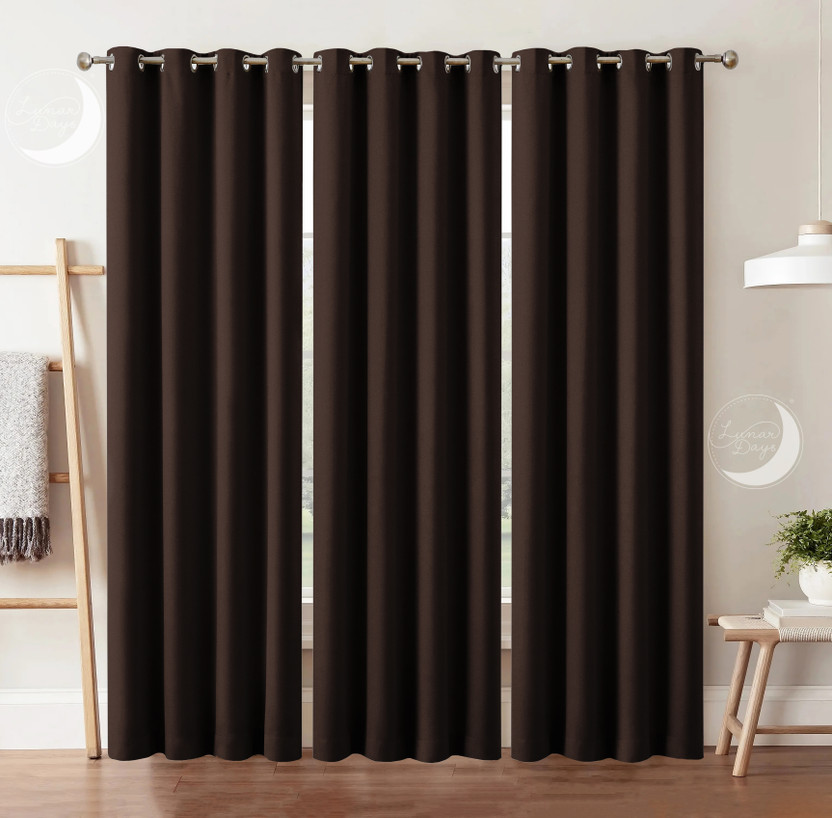 Lunar Days 213.36 cm (7 ft) Door Polyester Blackout Curtain (Pack Of 3)(Coffee, Solid)