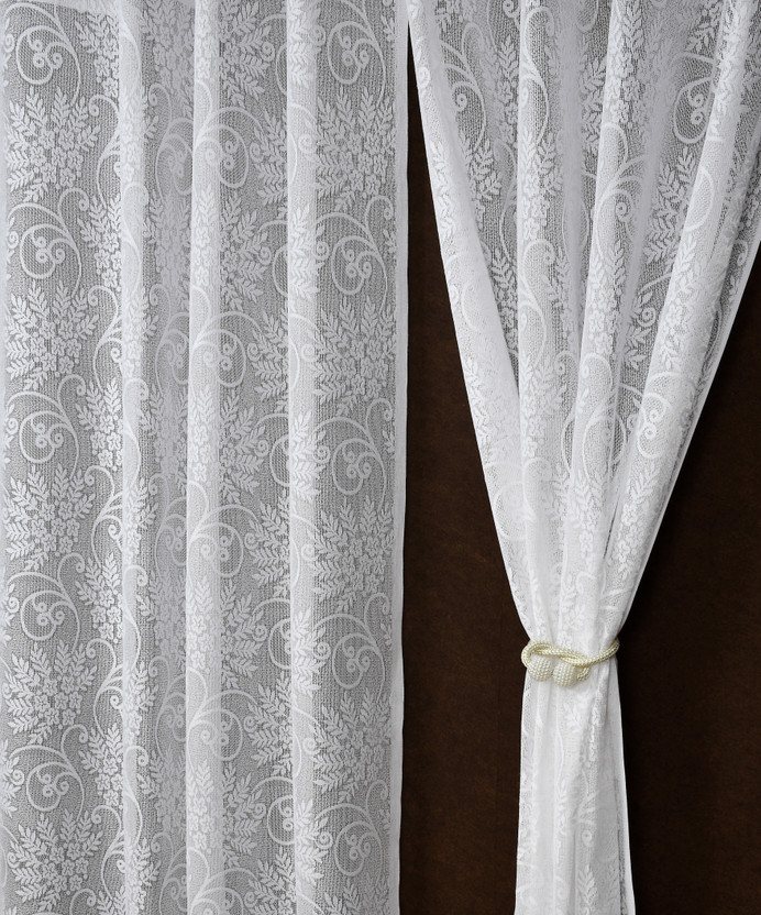 Fabrilia 152 cm (5 ft) Window Net Semi Transparent Curtain (Pack Of 2)(White, Self Design)
