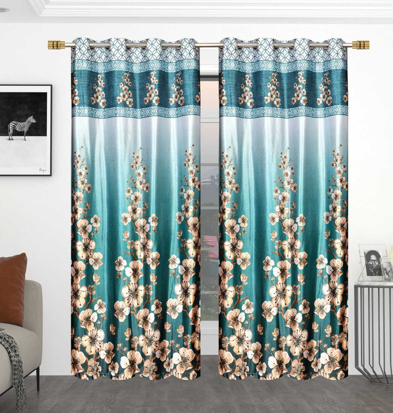Vinayak textiles 213.36 cm (7 ft) Door Polyester Room Darkening Curtain (Pack Of 2)(Multicolor, Printed)