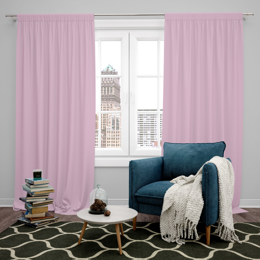 Parda Parda Online 274 cm (9 ft) Long Door Polyester Blackout Curtain (Pack Of 2)(L-Pink, Plain) - Flipkart Deal