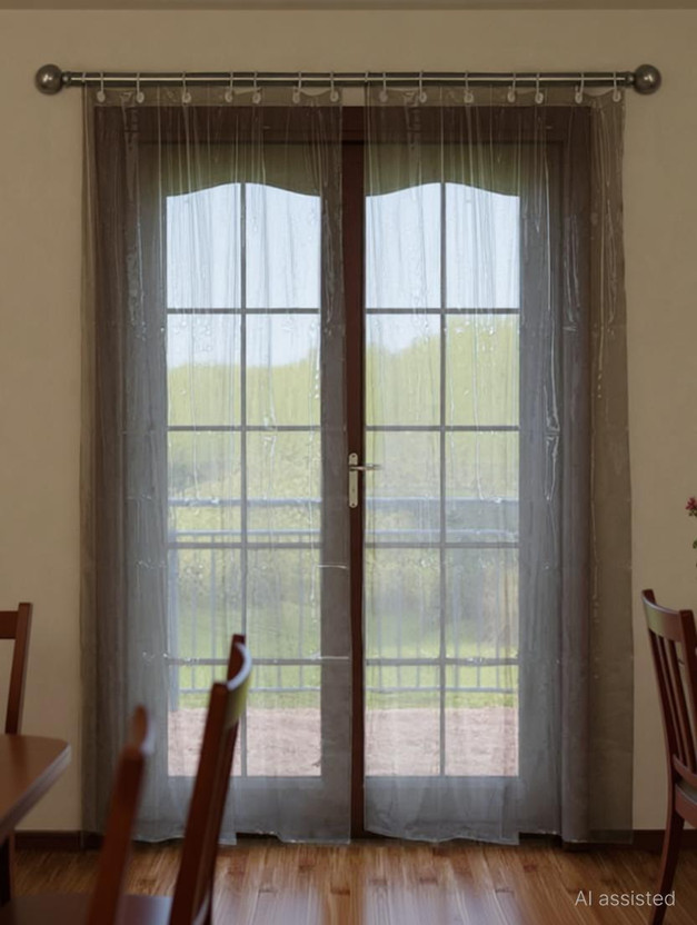 ANLOPE 183 cm (6 ft) Window PVC (Polyvinyl Chloride) Transparent Curtain Single Curtain(transparent, Solid)