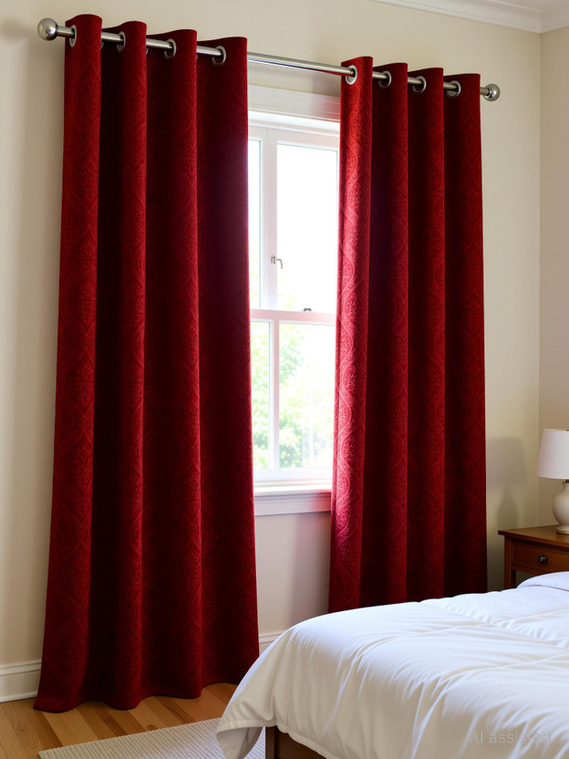 Panipat Textile Hub 153 cm (5 ft) Window Velvet Room Darkening Curtain (Pack Of 2)(Maroon, Abstract)
