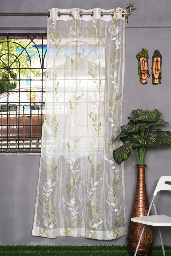 Parda Parda Online 152 cm (5 ft) Window Tissue Transparent Curtain Single Curtain(Green, Floral) - Flipkart Deal