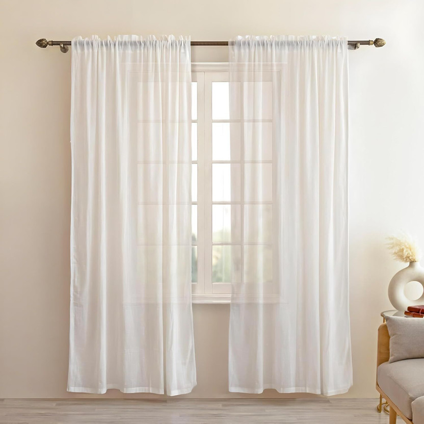 LINENWALAS LINENWALAS 213 cm (7 ft) Door Cotton Transparent Curtain (Pack Of 2)(White, Solid) - Flipkart Deal