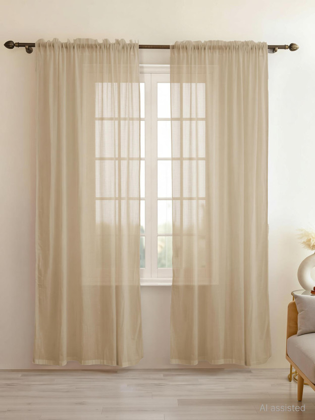 LINENWALAS LINENWALAS 213 cm (7 ft) Door Cotton Transparent Curtain (Pack Of 2)(Beige, Solid) - Flipkart Deal