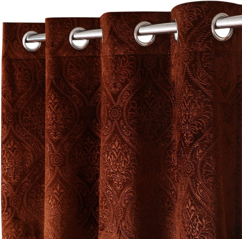 Flipkart SmartBuy 152 cm (5 ft) Window Velvet Blackout Curtain Single Curtain(Brown, Solid)