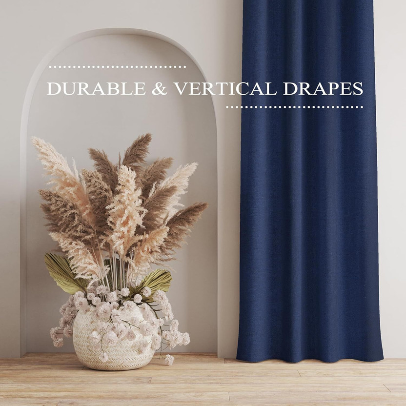 Daksha Fab 213 cm (7 ft) Door Jacquard Blackout Curtain Single Curtain(Navy Blue, Solid)