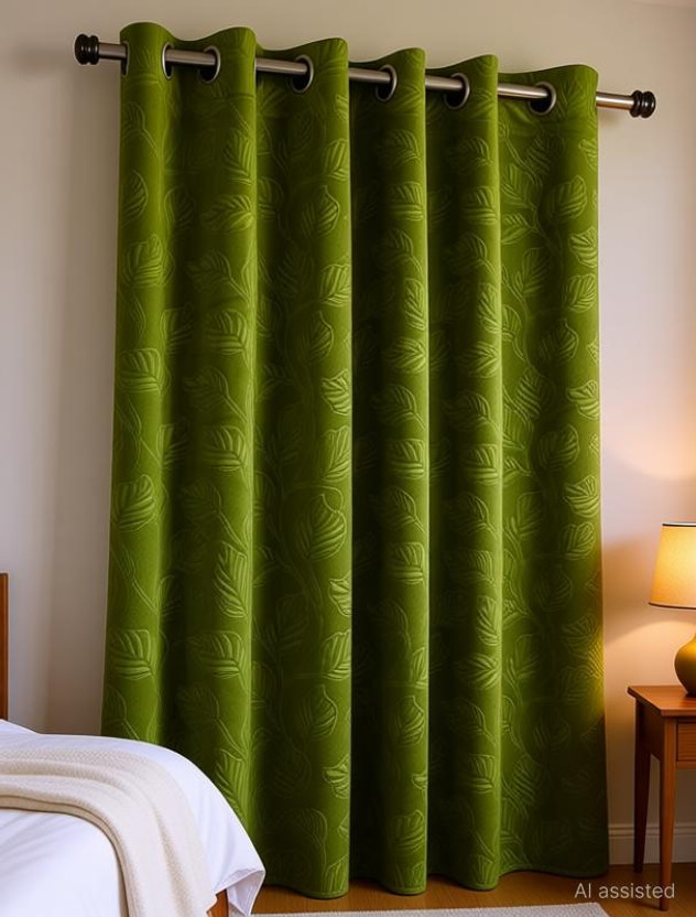 Stackers Stackers 152 cm (5 ft) Window Velvet Room Darkening Curtain (Pack Of 2)(Green, Floral) - Flipkart Deal