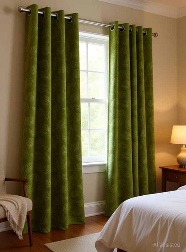 Stackers 213 cm (7 ft) Door Velvet Blackout Curtain Single Curtain(Green, Floral)