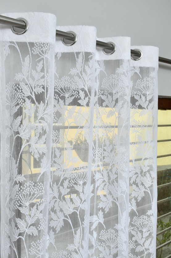 Stackers 152 cm (5 ft) Window Net Transparent Curtain (Pack Of 2)(White, Self Design)