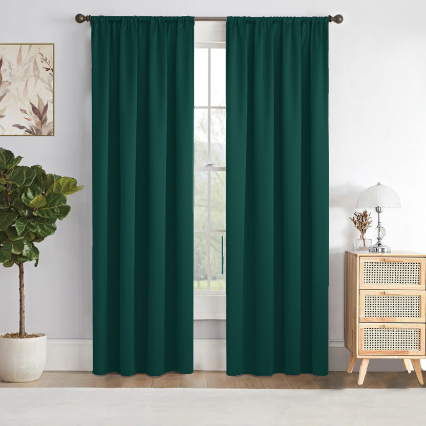 HOMEMONDE 274.32 cm (9 ft) Long Door Polyester Blackout Curtain (Pack Of 2)(Vibrant Rama Green, Solid)