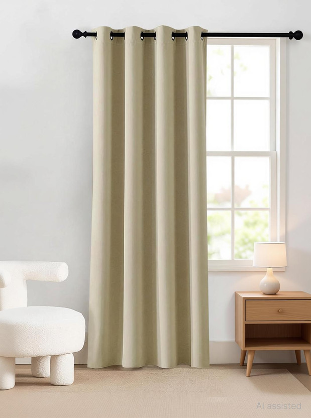 HOMEMONDE HOMEMONDE 304.8 cm (10 ft) Long Door Polyester Blackout Curtain Single Curtain(Beige, Solid) - Flipkart Deal