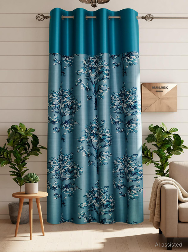 DARSHANAM DARSHANAM WORLD 214 cm (7 ft) Door Polyester Semi Transparent Curtain Single Curtain(Blue, Printed) - Flipkart Deal