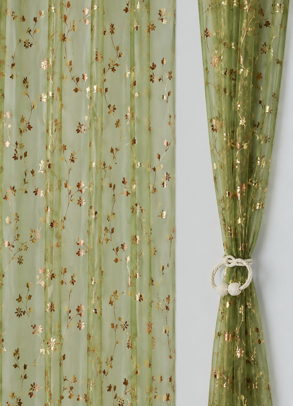Fabrilia Fabrilia 152 cm (5 ft) Window Tissue Transparent Curtain (Pack Of 2)(Green, Printed) - Flipkart Deal