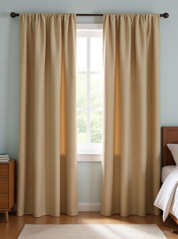 COMFY HOME 243.4 cm (8 ft) Long Door Silk Blackout Curtain (Pack Of 2)(Cream, Solid)