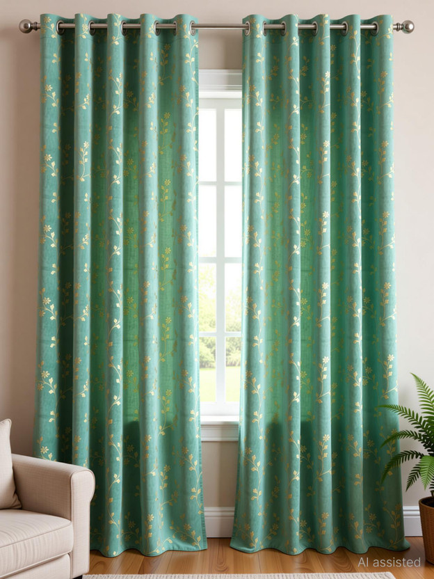 Arick Arick Home 213 cm (7 ft) Door Velvet Room Darkening Curtain (Pack Of 2)(Island, Floral) - Flipkart Deal
