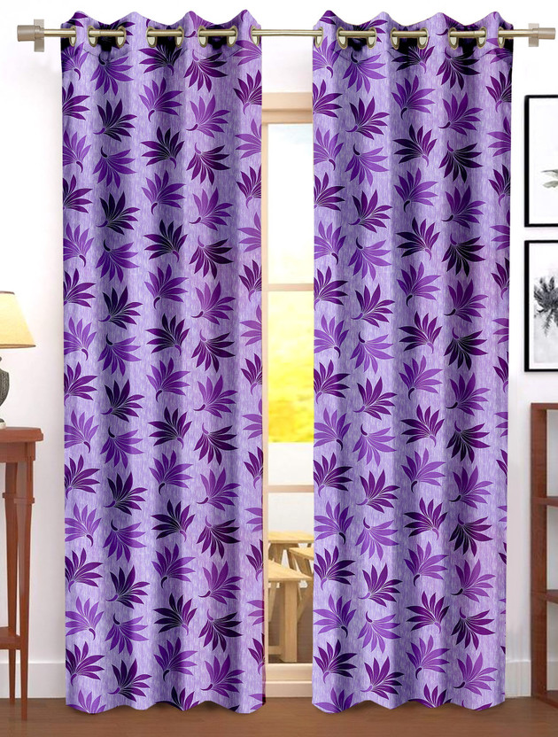 Flipkart Flipkart SmartBuy 270 cm (9 ft) Long Door Polyester Semi Transparent Curtain (Pack Of 2)(Purple, Floral) - Flipkart Deal