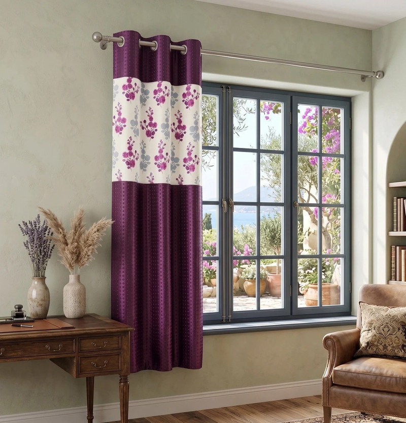 NR Enterprise 152 cm (5 ft) Window Polycotton Room Darkening Curtain Single Curtain(Multicolor, Printed)