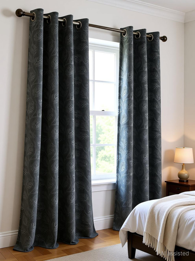 Stackers 152 cm (5 ft) Window Velvet Room Darkening Curtain Single Curtain(Grey, Floral)