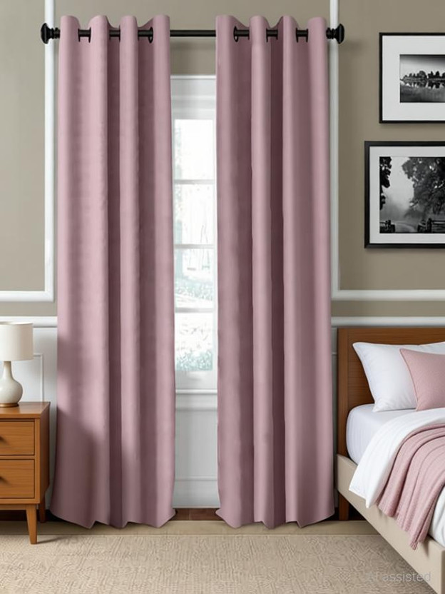 ZUDO THE CREATIVE HOMES 152 cm (5 ft) Window Polyester Blackout Curtain (Pack Of 2)(Blus Pink, Plain, Solid)
