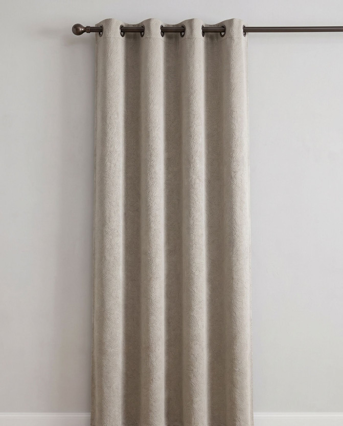 WovenWindows 152.4 cm (5 ft) Window Polyester Blackout Curtain Single Curtain(Camel Beige, Self Design)