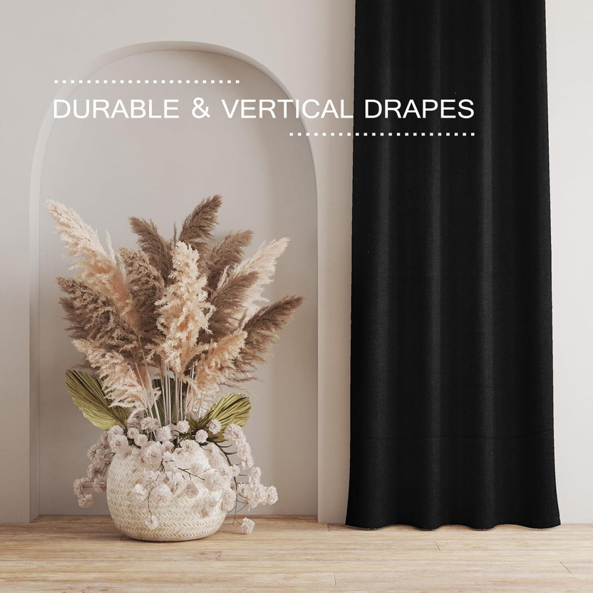 Daksha Fab 213 cm (7 ft) Door Jacquard Blackout Curtain Single Curtain(Dark Black, Solid)