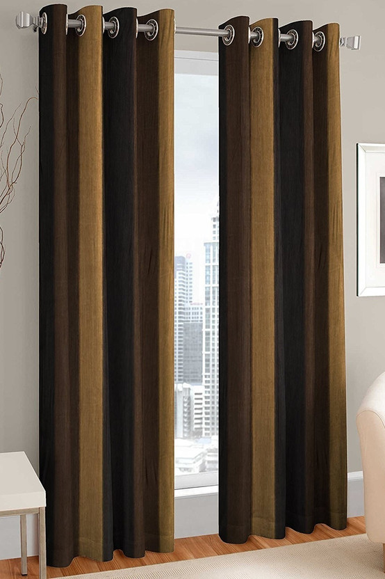 Fresh from Loom 213 cm (7 ft) Door Polyester Blackout Curtain (Pack Of 2)(Brown, Floral)