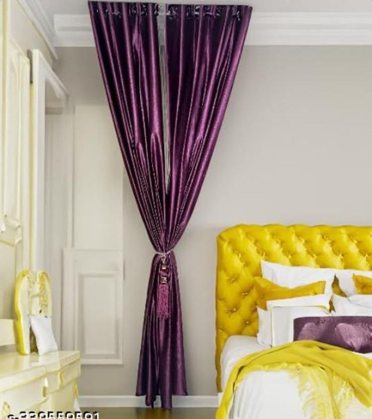 Genuine Genuine Global Decor 213.36 cm (7 ft) Door Polyester Room Darkening Curtain Single Curtain(Purple, Plain) - Flipkart Deal
