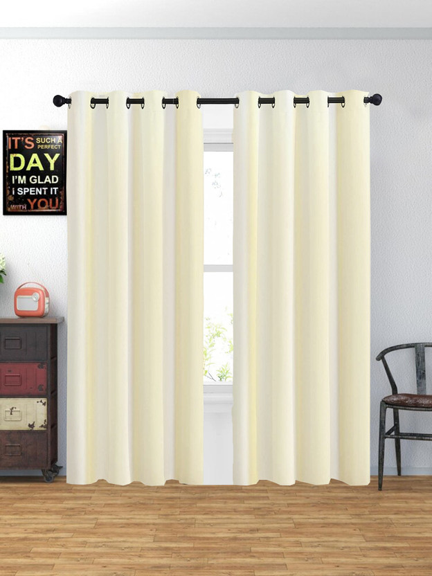 Home Home Stylish 213 cm (7 ft) Door Cotton Blackout Curtain Single Curtain(Cream, Floral) - Flipkart Deal