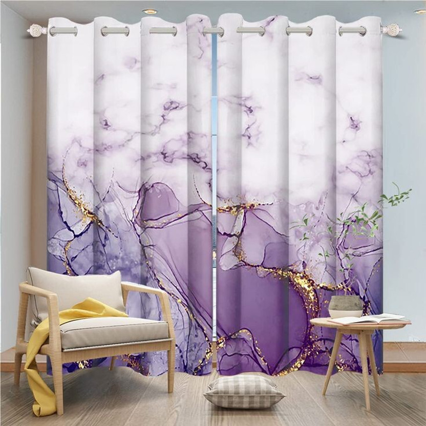 s23 274 cm (9 ft) Long Door Polyester Room Darkening Curtain Single Curtain(Purple, Floral)