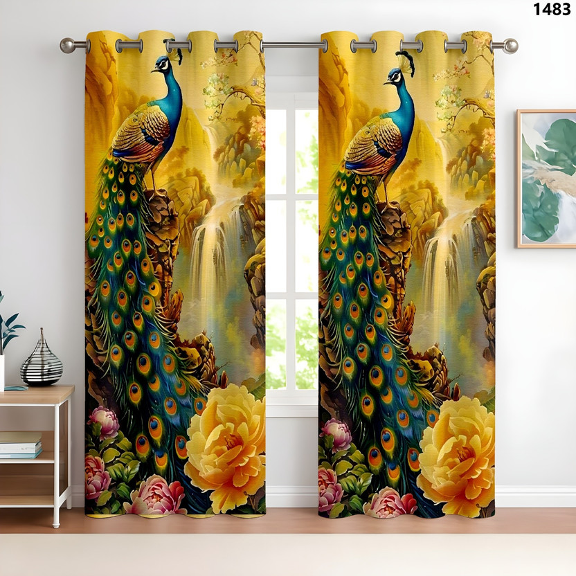Kuntifashion 213 cm (7 ft) Door Polyester Blackout Curtain Single Curtain(Product colour, 3D Printed)