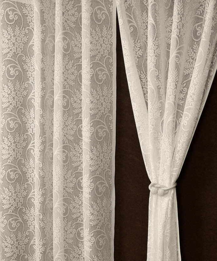 Fabrilia 152 cm (5 ft) Window Net Semi Transparent Curtain (Pack Of 2)(Cream, Self Design)