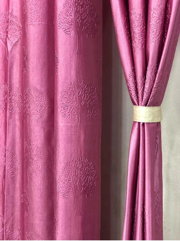 DTODEXPRESS 152.4 cm (5 ft) Window Polyester Room Darkening Curtain (Pack Of 2)(Rani, Floral)