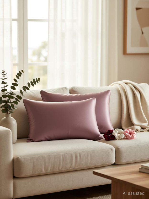 CEBADA Silk Pillows Cover(45.72 cm*72.12 cm, Pack of 2, Ivory)
