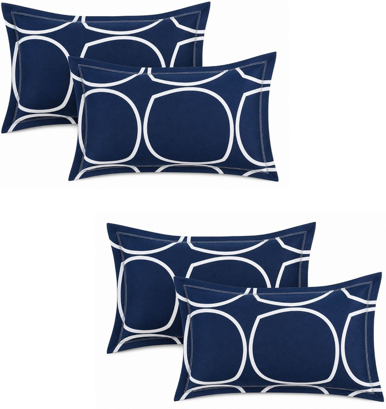 VASDREAM Cotton Pillows Cover(43.18 cm*68.58 cm, Pack of 4, Dark Blue)