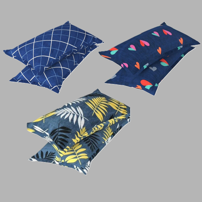 SPREI Cotton Pillows Cover(43.18 cm*68.58 cm, Pack of 6, Green, Dark Blue, Blue)