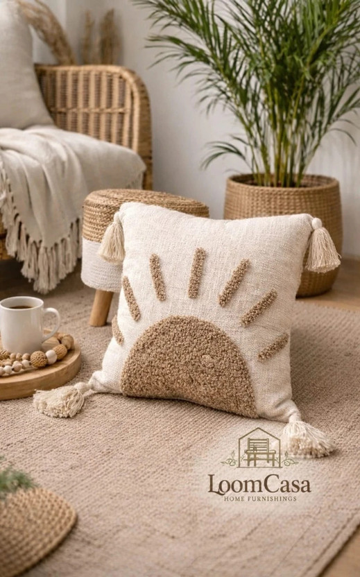 LoomCasa Cotton Cushions & Pillows Cover(40 cm*40 cm, Brown)