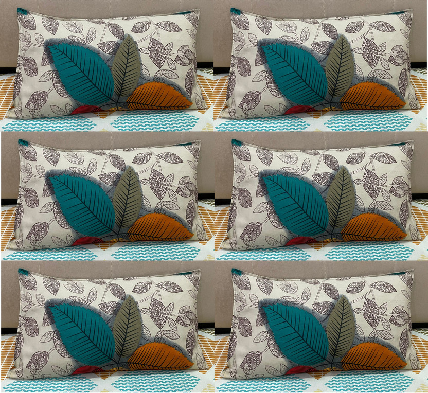 ZCI Cotton Pillows Cover(43 cm*68 cm, Pack of 6, Multicolor)
