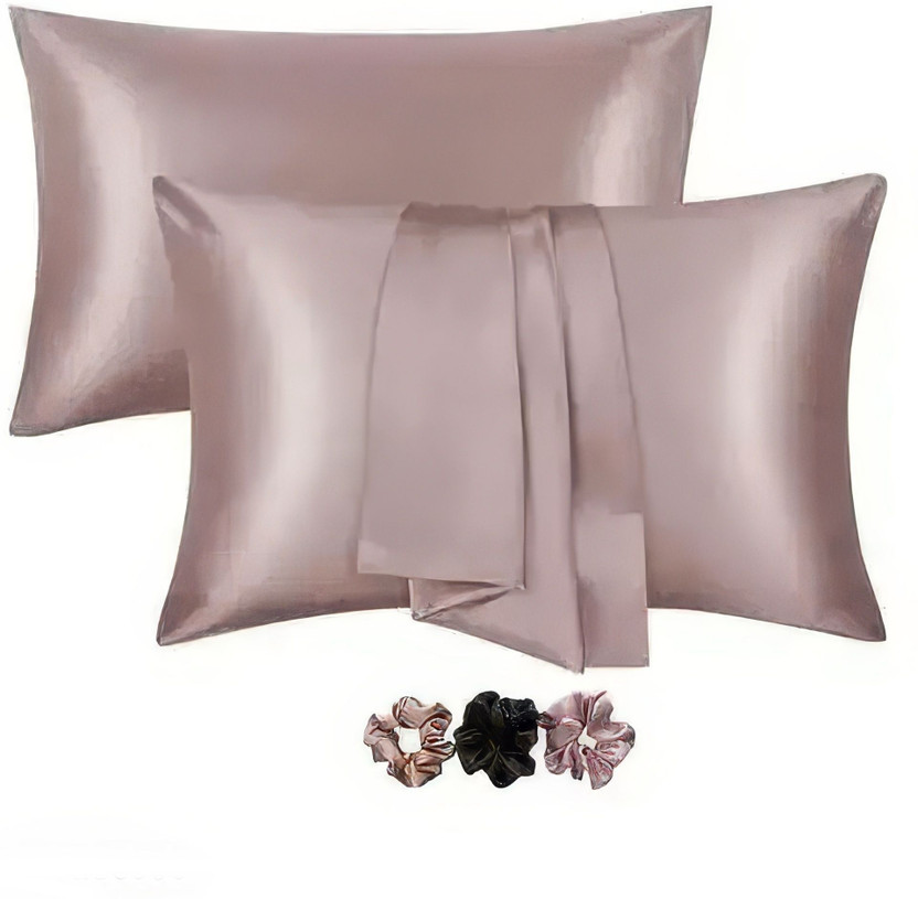 ARMOXA Satin Pillows Cover(45 cm*72 cm, Pack of 2, Beige)